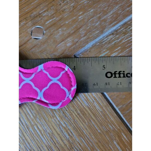 NEW Pink and White Neoprene Chapstick Holder Key Chain and chapstick - Picture 3 of 3
